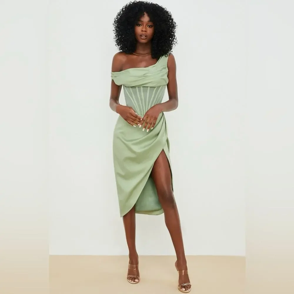 House of CB Lulu Corset Midi Dress In Pistachio